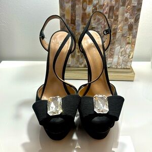Casadei high heels,black with diamond bow 10 size